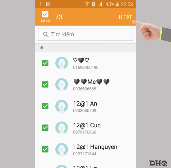 chọn Tất cả sau đó chọn Hoàn tất.